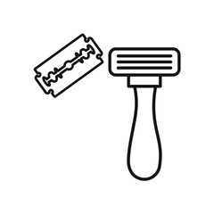 Hair removing razor icon Black line art vector logo