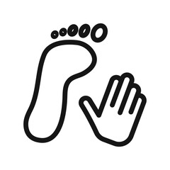 hand and foot icon Black line art vector logo