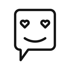 Lady Love Smiley Message icon Black line art vector logo