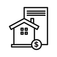 Mortgage loan icon Black line art vector logo