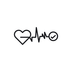 pulse heart check up icon Black line art vector logo