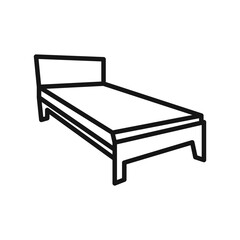 Single bed icon Black line art vector logo