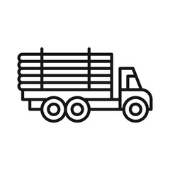 Timber truck icon Black line art vector logo