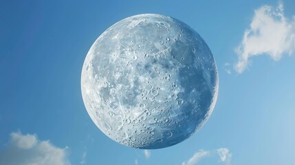 full moon on blue sky background at day 