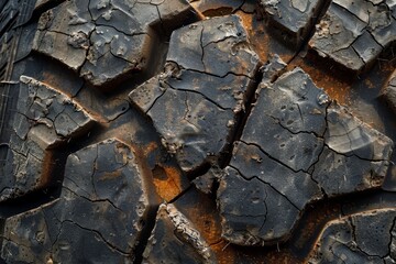 the worn texture of a large old tire