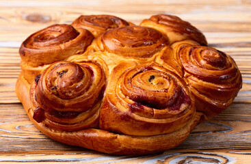 Homemade cake pie roll with cherry . Food background
