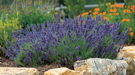 Fototapeta premium Blooming Lavandula stoechas French Spanish and Topped Lavender