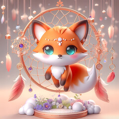 Chibi Fox with a Dream Catcher