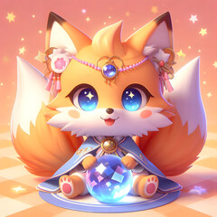 Chibi Fox with a Crystal Ball