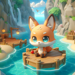Chibi Fox in a Hidden Cove