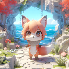 Chibi Fox in a Hidden Cove