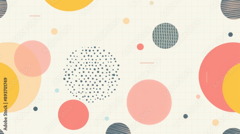 Sticker a colorful pattern of circles and squares on a white background