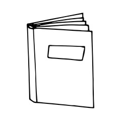 book open icon. sketch hand drawn doodle style. vector, minimalism, monochrome. learning, knowledge, story, reading, fairy tale.