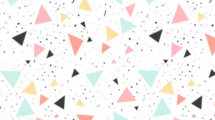 A colorful pattern of triangles is displayed on a white background