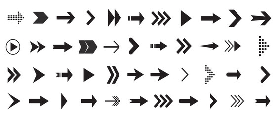 Set of Arrow icon, vector, silhouette. Arrow vector collection flat style isolated on white background. Modern simple Arrow icons. Vector illustration.