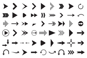 Set of Arrow icon, vector, silhouette. Arrow vector collection flat style isolated on white background. Modern simple Arrow icons. Vector illustration.