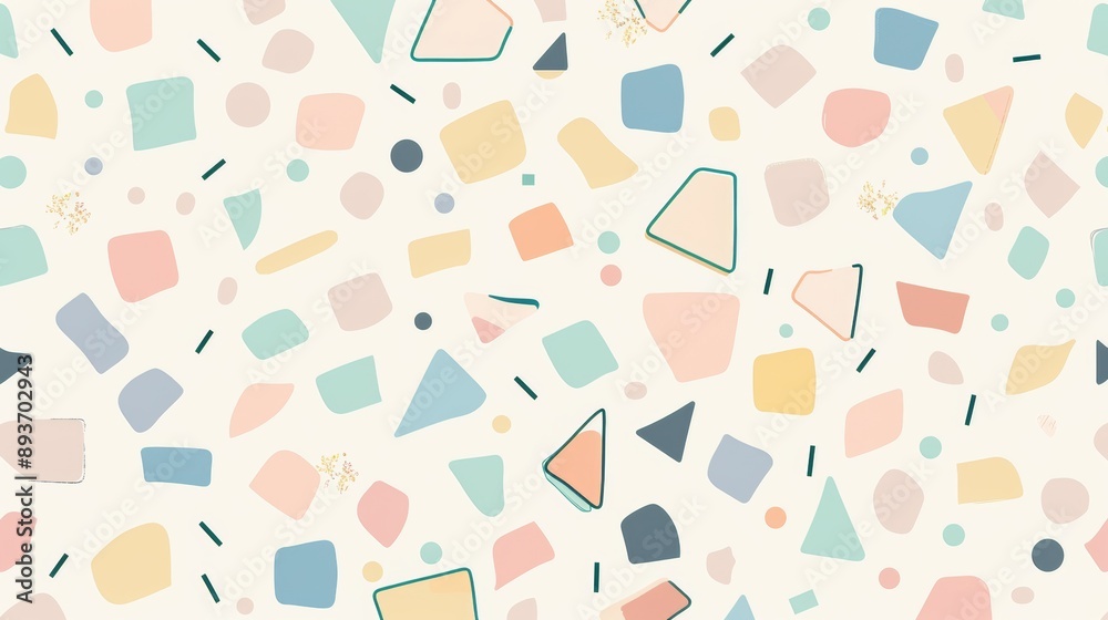 Wall mural a colorful pattern of shapes and squares on a white background