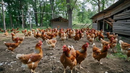 Fototapeta premium Chickens at the poultry farm.