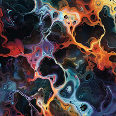 Vibrant abstract neural network pattern with dynamic colors and intricate connections.