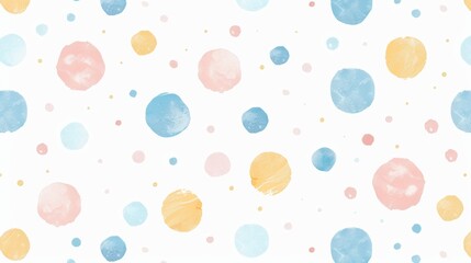 A colorful pattern of circles is spread across a white background