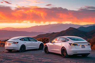 Fototapeta premium Electric cars and long distance travel.