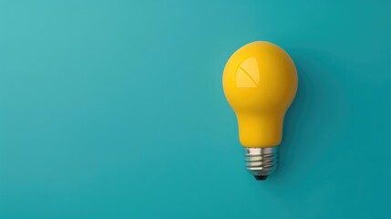 Innovative yellow light bulb shining on blue background unique idea and success potential Think creatively stimulate brainstorming and learning with free space for innovation