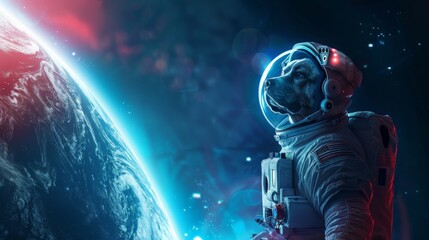 Fototapeta premium Astronaut dog gazing into outer space