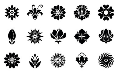 Flowers icon set. Flowers isolated on transparent background. Flowers in modern simple. Cute round flower plant nature collection. Vector illustrator