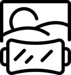 Line art icon of vr glasses showing a nature landscape picture