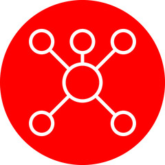 Mind Map Vector Line White Circle Red