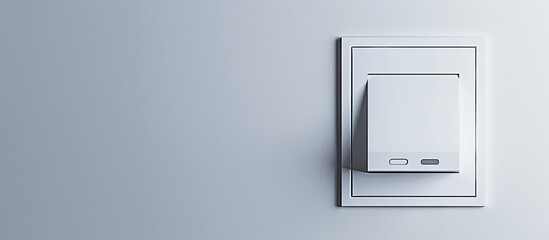 Single-key light switches operate with a white background with a switch button that can be turned on or off. It functions as the principle of operation for switches with a single key on copy space