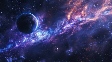 Obraz premium Cosmic Nebula and Planets