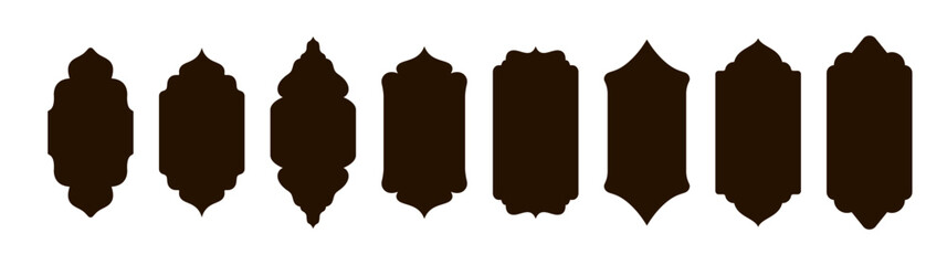 Islamic vector shape. Arabic design elements isolated. Frames in Arabic Muslim design for Ramadan Kareem