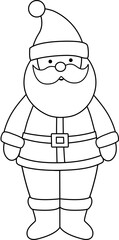 Cute Santa Claus outline.
Isolated Christmas Santa Claus Coloring Drawing.
