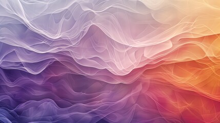 Obraz premium Colorful abstract wave pattern with fluid lines, blending shades of purple, pink, and orange, creating an ethereal and vibrant visual effect.