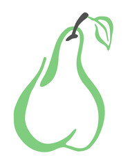 Pear drawing hand painted with ink brush. Png clipart isolated on transparent background