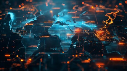 World map network, digital communication concept