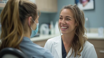 dental hygienist teaching a patient proper oral hygiene techniques