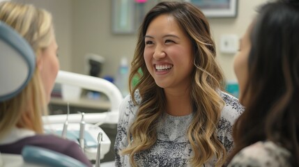 Obraz premium dental hygienist teaching a patient proper oral hygiene techniques