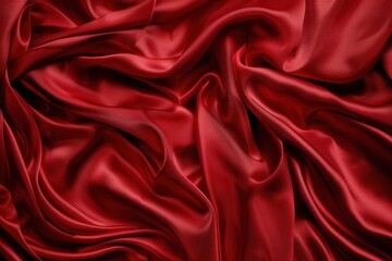 Obraz premium A red silk fabric draped elegantly, with soft folds and highlights, creating a sense of luxury and texture
