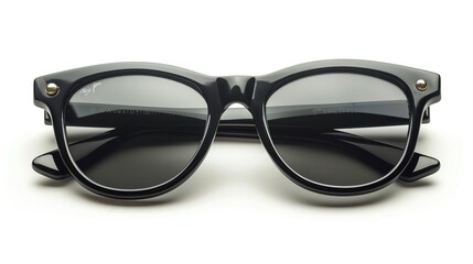 Isolated on white background, a pair of classic black sunglasses