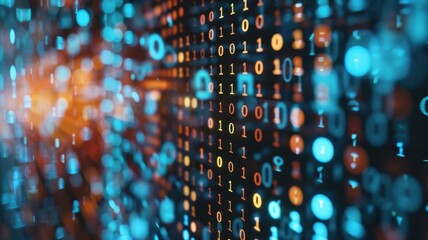 An abstract representation of binary code creating the structure of a programming language