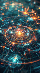 Obraz premium A computer generated image of a glowing circle with many small dots