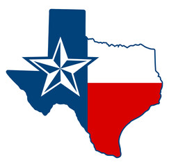 Vector Texas flag and map illustration. Vector state of Texas flag and map illustration. Isolated on white background.