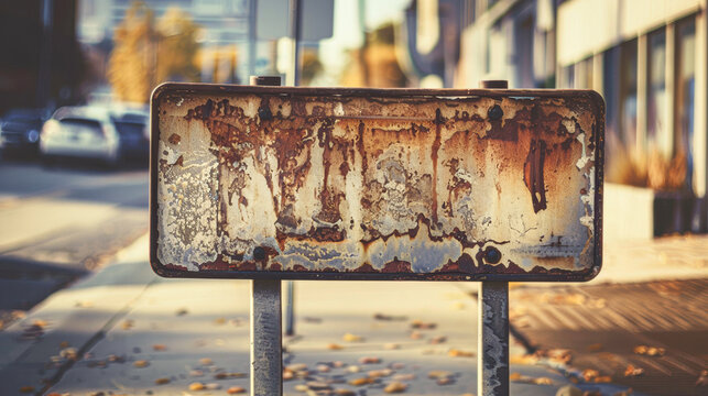 A rusted sign with the letters T and U on it