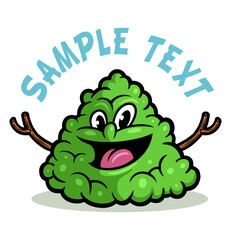 Cartoon style bush character, vector illustration. Isolated on white background.
