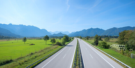 view from the bridge to Garmisch highway A95 and bavarian alps