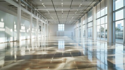 Obraz premium A large, empty building with a lot of windows