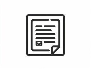 Fototapeta premium Black and white minimalist icon of a document with a checkmark