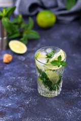 Summer cocktail with lime and mint